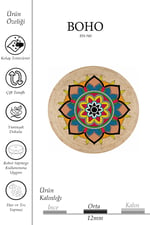 Boho 940 Renkli Mandala Desenli Natural Doğal Jüt