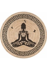 Boho 946 Yogo Yapan Kadın Baskılı Örgü Yuvarlak Natural Çift Taraflı Halı
