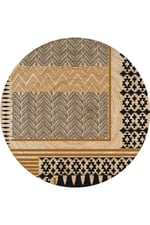 Boho 947 Geometrik Ve Etnik Baskılı Örgü Yuvarlak Natural Çift Taraflı Halı