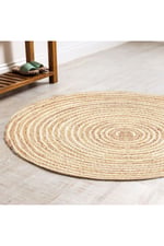 Boho 949 Jüt Rengi Örgü Yuvarlak Natural Çift Taraflı Halı