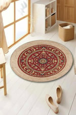 Boho 963 Ottoman Medallion Desen Doğal Natural Jüt Yuvarlak