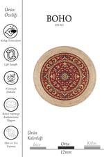 Boho 963 Ottoman Medallion Desen Doğal Natural Jüt Yuvarlak
