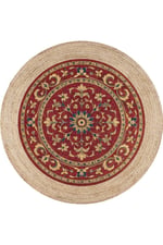Boho 963 Ottoman Medallion Desen Doğal Natural Jüt Yuvarlak