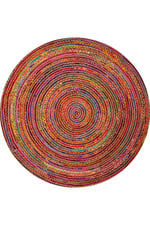 Boho 966 Boho Color Desenli Doğal Natural Jüt Yuvarlak