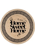 Boho 967 Home Sweet Home Desenli Doğal Natural Jüt Yuvarlak