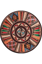 Boho 971 Renkli Etnik Mandala Desenli Doğal Natural Jüt Yuvarlak