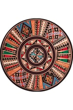 Boho 971 Renkli Etnik Mandala Desenli Doğal Natural Jüt Yuvarlak