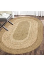 Boho 977 Jüt Hasır Etnik Desenli Oval Jüt Örme Doğal Hasır Natural Oval Halı