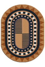 Boho 979 Jüt Hasır Etnik Desenli Oval Jüt Örme Doğal Hasır Natural Oval Halı