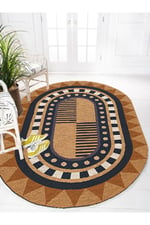 Boho 979 Jüt Hasır Etnik Desenli Oval Jüt Örme Doğal Hasır Natural Oval Halı