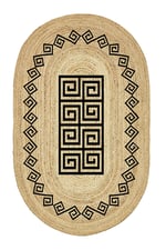 Boho 987 Jüt Hasır Etnik Desenli Oval Jüt Örme Doğal Hasır Natural Oval Halı