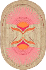 Boho 989 Jüt Hasır Etnik Desenli Oval Jüt Örme Doğal Hasır Natural Oval Halı