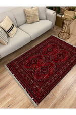 Bordo Otantik Desenli Yıkanabilir Kaymaz Tabanlı Salon Koridor Ve Mutfak Halısı Marss 2168