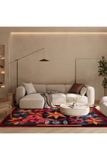 Çiçekli Floral Püsküllü Salon Halısı Mutfak Halısı Yolluk Otantik Halı Mars 230