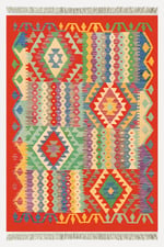 Cotton 85 Etnik Mercan Renk Vintage Boho Stil Pamuk Kilim