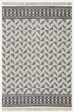 Cotton Kilim 14 Gri Zeminli Çizgili Desenli Dekoratif Yıkanabilen Dokuma Taban Kilim