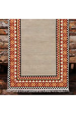 Cotton Kilim 20 Turuncu Zeminli Çizgili Desenli Dekoratif Yıkanabilen Dokuma Taban Kilim