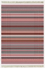 Cotton Kilim 22 Fuşya Zeminli Çizgili Desenli Dekoratif Yıkanabilen Dokuma Taban Kilim