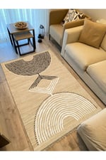 Cotton Kilim 23 Jut Zeminli Çizgili Desenli Dekoratif Yıkanabilen Dokuma Taban Kilim