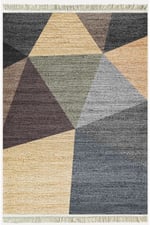 Cotton Kilim 27 Çok Renkli Geleneksel Motif Çizgili Desenli Dekoratif Yıkanabilen Dokuma Taban Kilim