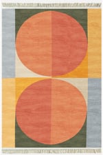 Cotton Kilim 32 Turuncu Tonlarında Modern Desenli Dekoratif Yıkanabilen Dokuma Taban Kilim