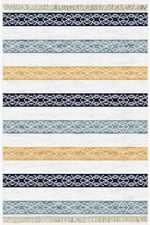 Cotton Kilim 36 Mavi Renklı Modern Desenli Dekoratif Yıkanabilen Dokuma Taban Kilim