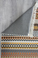 Cotton Kilim 3622 Etnik Geleneksel Motifler Modern Dekoratif Saçaklı Yıkanabilen Dokuma Kilim