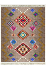 COTTON KİLİM 3668 Bej Tonlarında İskandinav Desenli Dekoratif Kilim