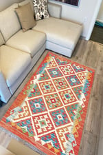 Cotton Kilim 39 Modern Ve Otantik Karışımı Desenli Dekoratif Yıkanabilen Dokuma Kilim