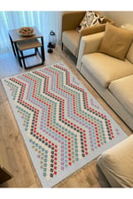 Cotton Kilim 45 Gri Zeminli Geneleksel Motifler Modern Dekoratif Yıkanabilen Dokuma T Kilim