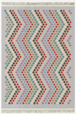Cotton Kilim 45 Gri Zeminli Geneleksel Motifler Modern Dekoratif Yıkanabilen Dokuma T Kilim
