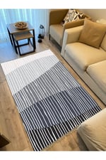 Cotton Kilim 47 Gri Zeminli Geneleksel Motifler Modern Dekoratif Yıkanabilen Dokuma Kilim