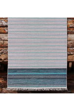 Cotton Kilim 52 Mavi Ve Gri Zeminli Geneleksel Motifler Modern Dekoratif Yıkanabilen Dokuma Kilim