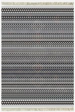 Cotton Kilim 56 Gri Desenli Geleneksel Motifler Modern Dekoratif Saçaklı Yıkanabilen Dokuma Kilim