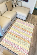 Cotton Kilim35 Renklı Modern Desenli Dekoratif Yıkanabilen Dokuma Taban Kilim