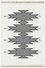 Cotton Serisi Açık Gri Ve Gri Tonunda Geometrik Desen Dekoratif Dokuma Taban Kilim