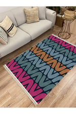 Cotton Serisi Çıtır A Harfli Modern Desenli Dekoratif Dokuma Taban Kilim