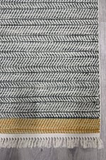 Cotton Serisi Hardal Gri Tonlarında Örgü Görümlü Otantik Dekoratif Dokuma Taban Kilim