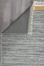 Cotton Serisi Hardal Gri Tonlarında Örgü Görümlü Otantik Dekoratif Dokuma Taban Kilim