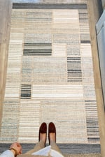 Cotton Serisi Hasır Görümlü Pachwork Eskitme Desenli Dekoratif Dokuma Taban Kilim