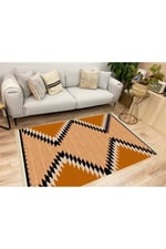 Cotton Serisi Hasır Görünümlü Geometrik Desen Dekoratif Dokuma Taban Kilim