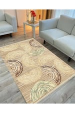 Cotton Serisi Hasır Görünümlü Yarım Daire Görünümlü Modern Desen Dekoratif Dokuma Taban Kilim