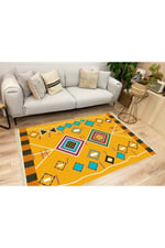 Cotton Serisi Iskandinav Geometrik Desenli Dekoratif Dokuma Taban Kilim