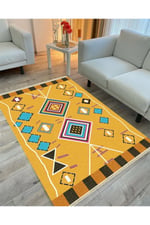 Cotton Serisi Iskandinav Geometrik Desenli Dekoratif Dokuma Taban Kilim