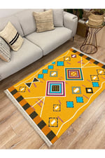 Cotton Serisi Iskandinav Geometrik Desenli Dekoratif Dokuma Taban Kilim