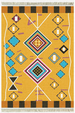 Cotton Serisi Iskandinav Geometrik Desenli Dekoratif Dokuma Taban Kilim