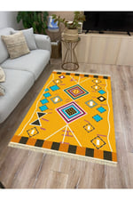 Cotton Serisi Iskandinav Geometrik Desenli Dekoratif Dokuma Taban Kilim