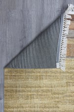 Cotton Serisi Kahve Ve Gri Tonlarında Bordürlü Eskitme Desenli Dekoratif Dokuma Taban Kilim