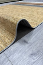 Cotton Serisi Kahve Ve Gri Tonlarında Bordürlü Eskitme Desenli Dekoratif Dokuma Taban Kilim