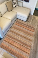 Cotton Serisi Koyu Kahve Tonlarında Mermer Görünümlü Otantik Dekoratif Dokuma Taban Kilim